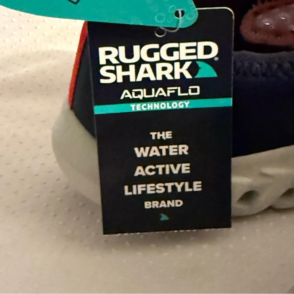 Rugged Shark Boys‎ Size 5 Shoes Orange and Navy Water Aquaflo Technology New